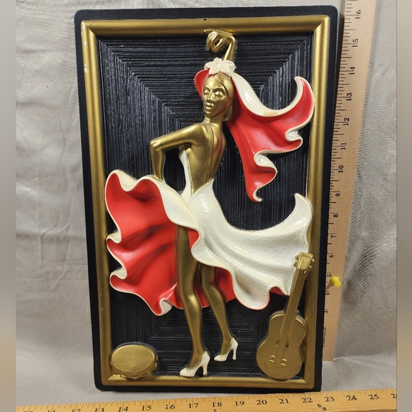 Vintage Mid Modern Spanish Flamenco Lady 3D Wall Art Decor #2